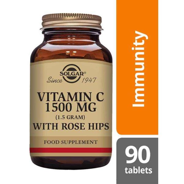 Vitamin C 1500 mg (1.5 grams) with Rose Hips Tablets - Pack of 90